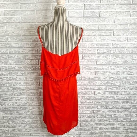 L Love Orange Pom Pom Fringe Cold Shoulder Dress Size 1XL - Picture 6 of 6